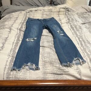 Distressed Blue Jeans
